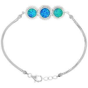 Sterling Silver Opal Bracelet 3 Circles Bracelet